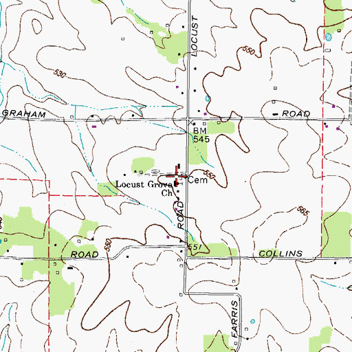 Topographic Map of Locust Grove Cemetery, KY