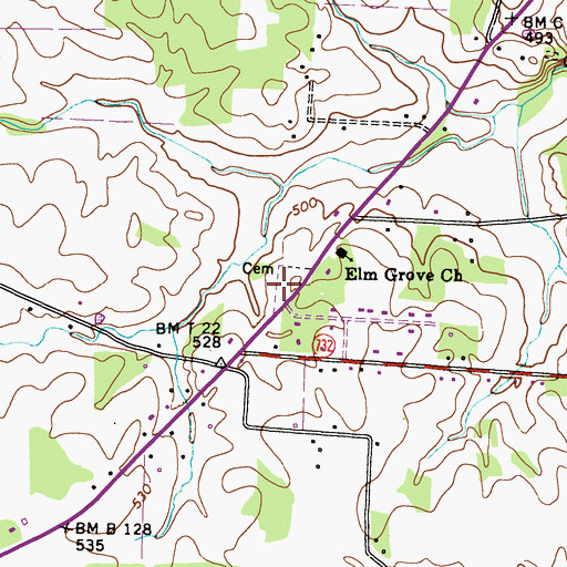 Topographic Map of Elm Grove Cemetery, KY