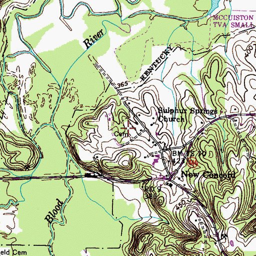 Topographic Map of New Concord Cemetery, KY