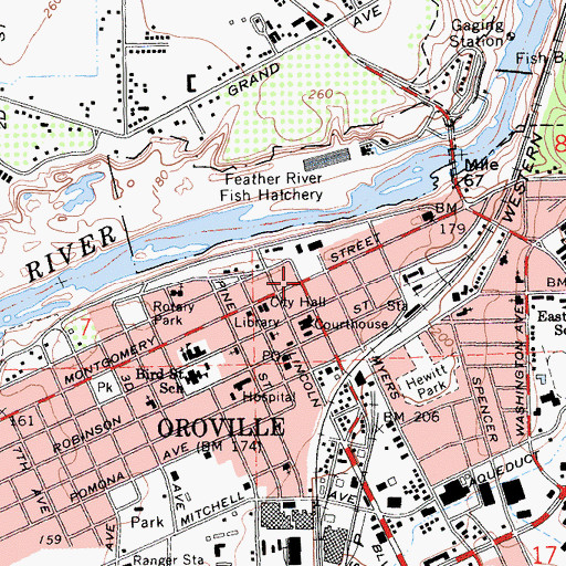 Topographic Map of Oroville, CA