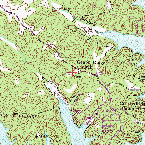 Topographic Map of Center Ridge Cemetery, KY