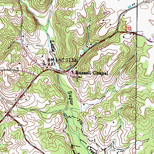 Topographic Map of Russell Chapel Cemetery, KY