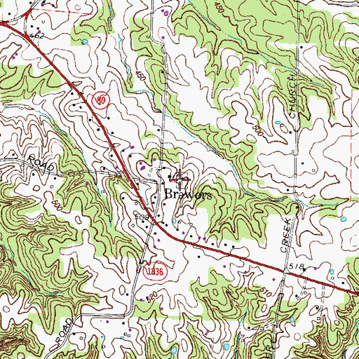 Topographic Map of Brewers Cemetery, KY