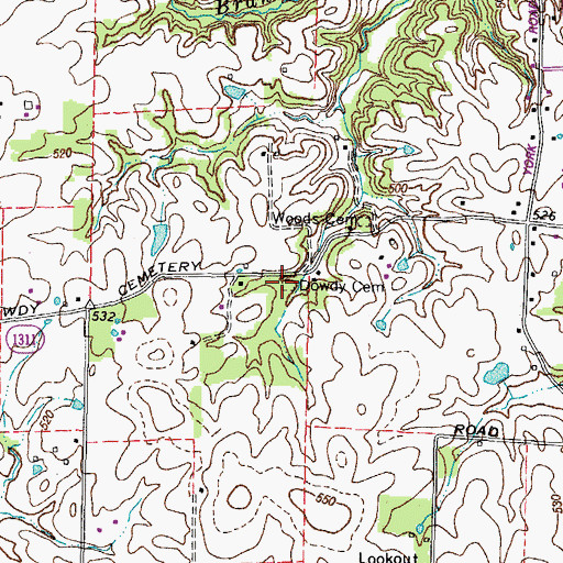 Topographic Map of Dowdy Cemetery, KY
