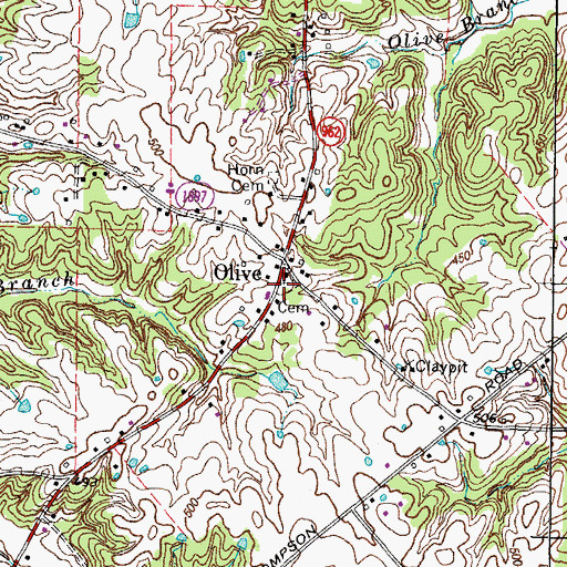 Topographic Map of Olive Cemetery, KY