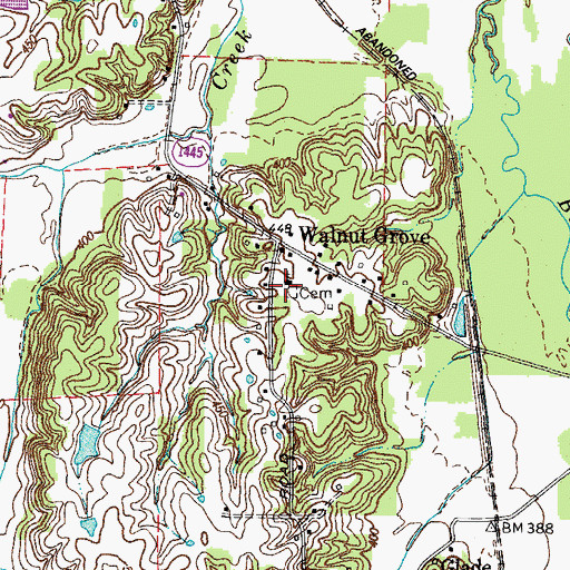 Topographic Map of Walnut Grove Church of Christ Cemetery, KY