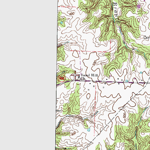 Topographic Map of New Sand Hill Cemetery, KY