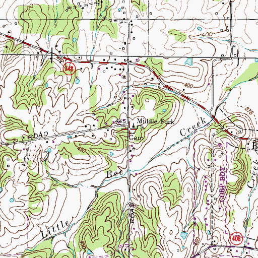 Topographic Map of Middle Fork Cemetery, KY