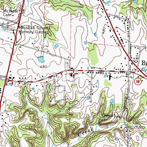 Topographic Map of Briensburg Cemetery, KY