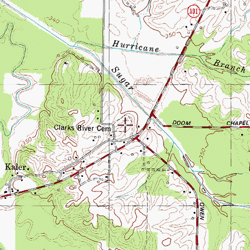 Topographic Map of Clarks River Cemetery, KY