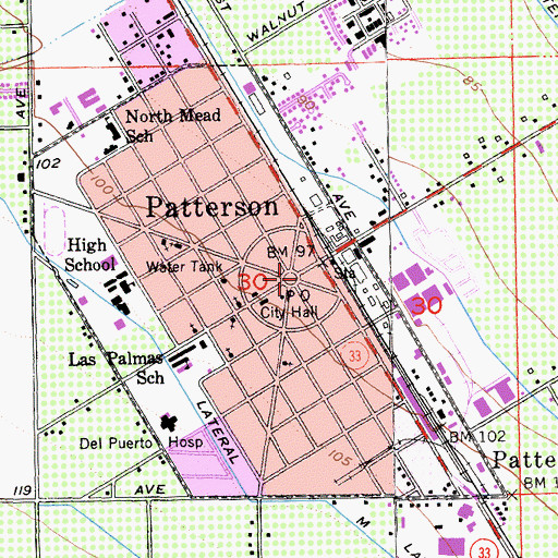 Topographic Map of Patterson, CA