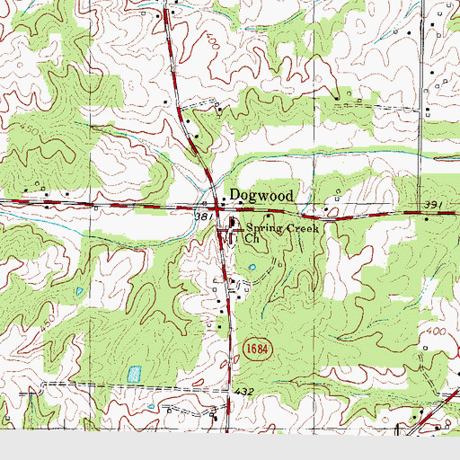 Topographic Map of Spring Creek Cemetery, KY
