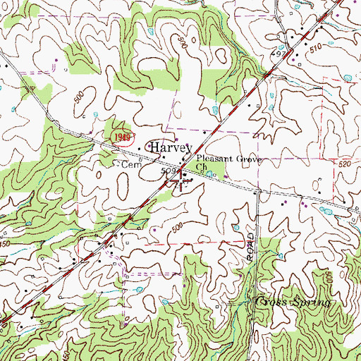 Topographic Map of Pleasant Grove Cemetery, KY