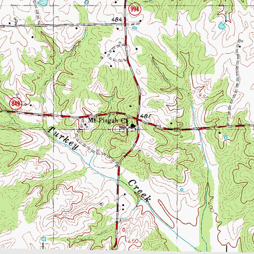 Topographic Map of Mount Pisgah Cemetery, KY