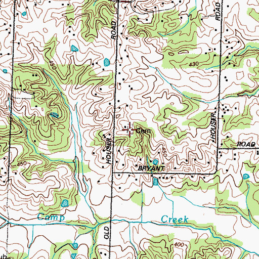 Topographic Map of Houser Grove Church of Christ Cemetery, KY