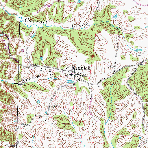 Topographic Map of Minnick Cemetery, TN