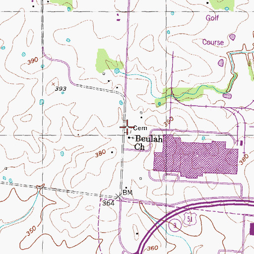 Topographic Map of Beulah Cemetery, TN