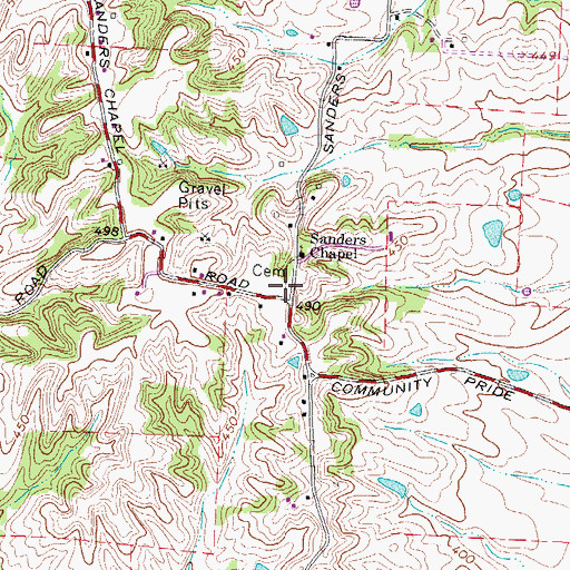 Topographic Map of Sanders Chapel Cemetery, TN