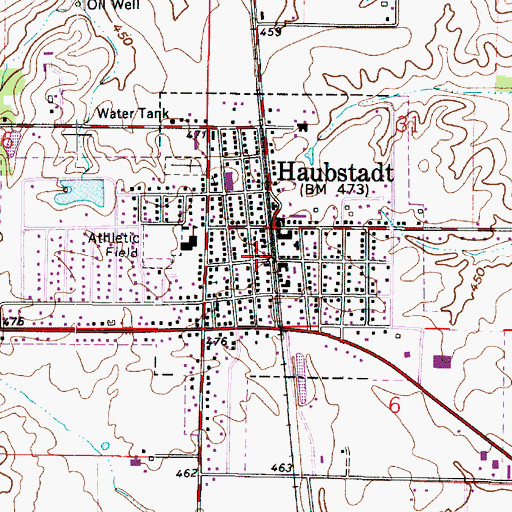 Topographic Map of Haubstadt Post Office, IN