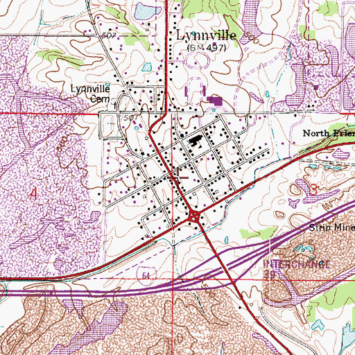 Topographic Map of Lynnville Post Office, IN