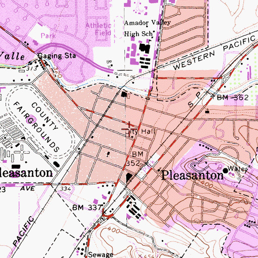Topographic Map of Pleasanton, CA