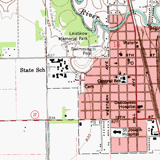 Topographic Map of Grafton Lutheran Cemetery, ND