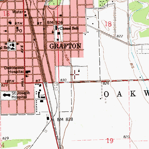 Topographic Map of Grafton City Cemetery, ND