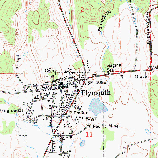 Topographic Map of Plymouth, CA