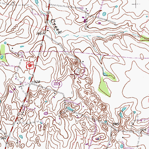Topographic Map of Young and Bronaugh Cemetery, KY