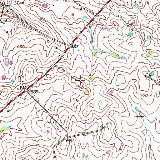 Topographic Map of Woods Cemetery, KY