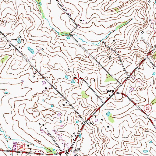 Topographic Map of Woods Cemetery, KY