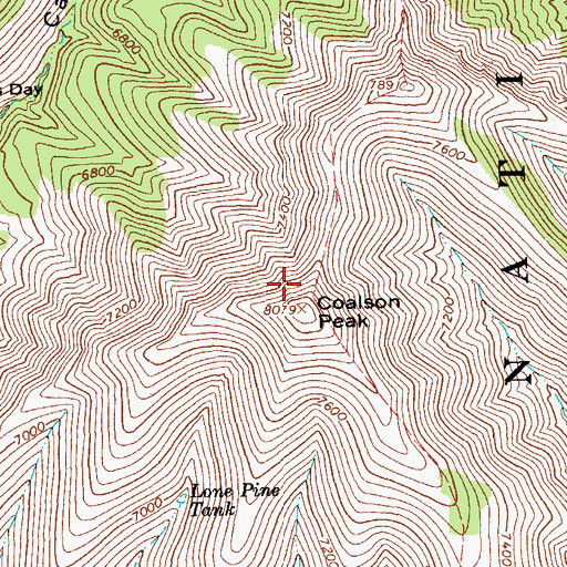 Topographic Map of Coalson Peak, AZ