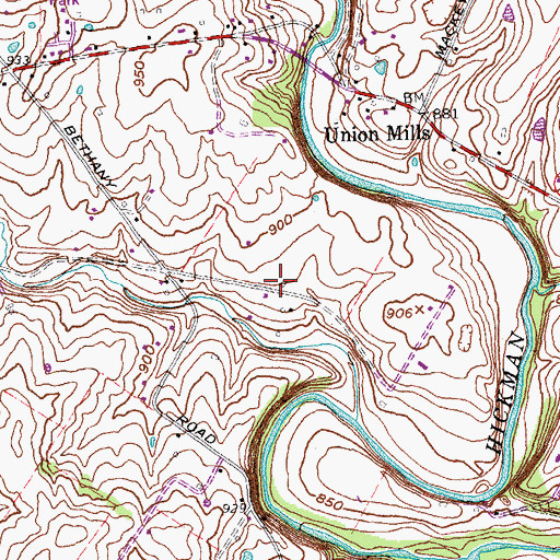 Topographic Map of Simpson Cemetery, KY