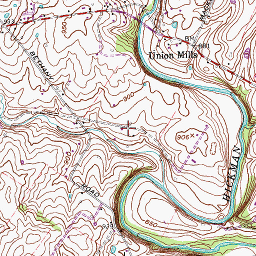Topographic Map of J C Perry Cemetery, KY