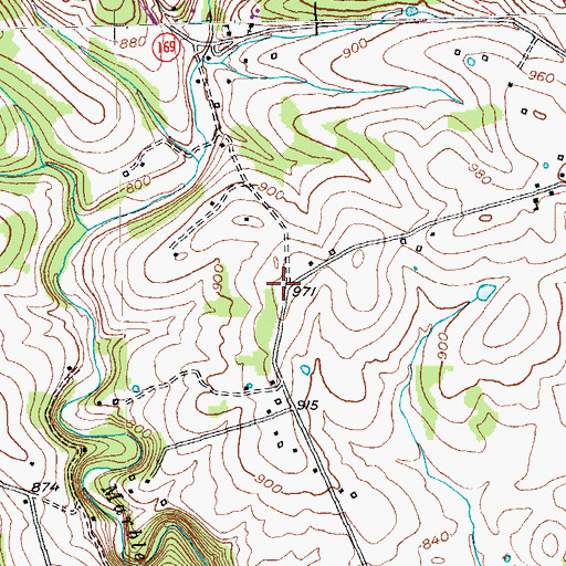 Topographic Map of Willie Taylor Cemetery, KY