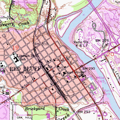 Topographic Map of Red Bluff, CA