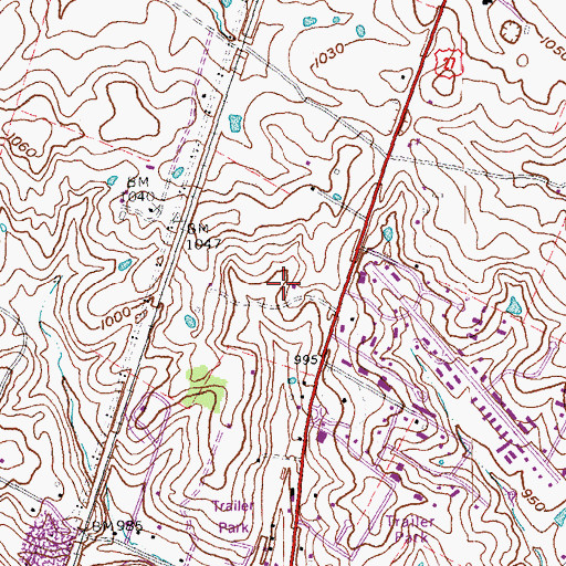 Topographic Map of Aaron Farra Family Cemetery, KY