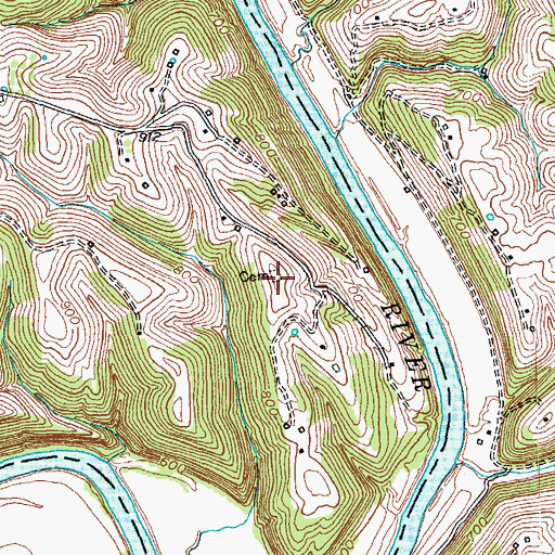 Topographic Map of Land Cemetery, KY
