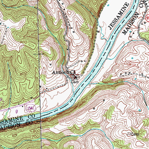 Topographic Map of Antioch Church Cemetery, KY