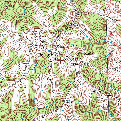 Topographic Map of Thomas Reynolds Cemetery, KY