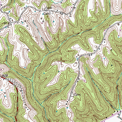 Topographic Map of Hunter Cemetery, KY