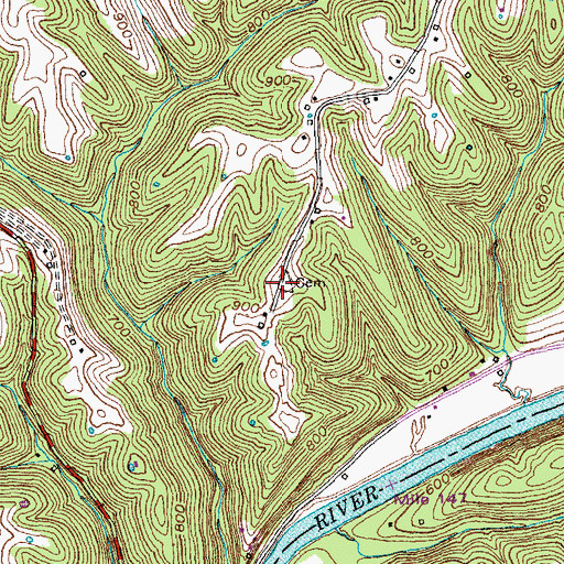 Topographic Map of Moss Reynolds Cemetery, KY