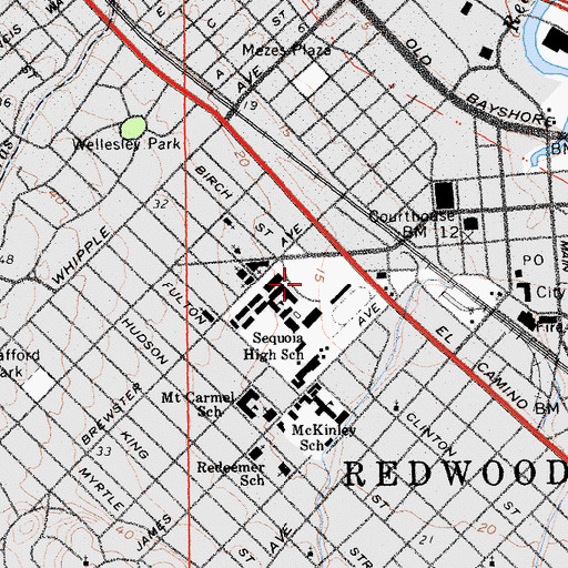 Topographic Map of Redwood City, CA