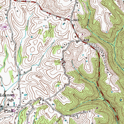Topographic Map of Carter Cemetery, KY