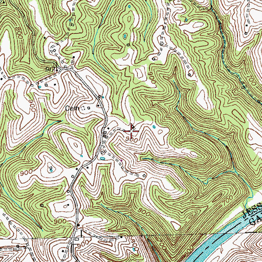 Topographic Map of Potts Sageser Cemetery, KY