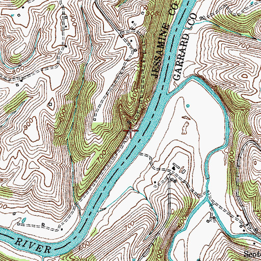 Topographic Map of John A Brooks Cemetery, KY