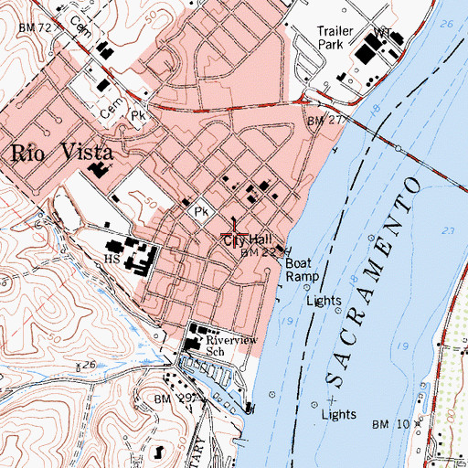 Topographic Map of Rio Vista, CA