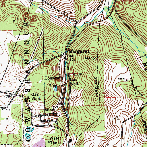 Topographic Map of Sowers Cemetery, PA