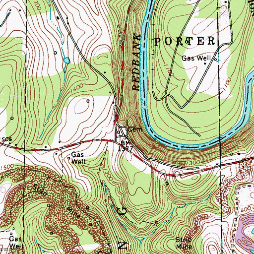 Topographic Map of Baptist Narrows Cemetery, PA