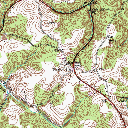 Topographic Map of Bethel Lutheran Church Cemetery, PA
